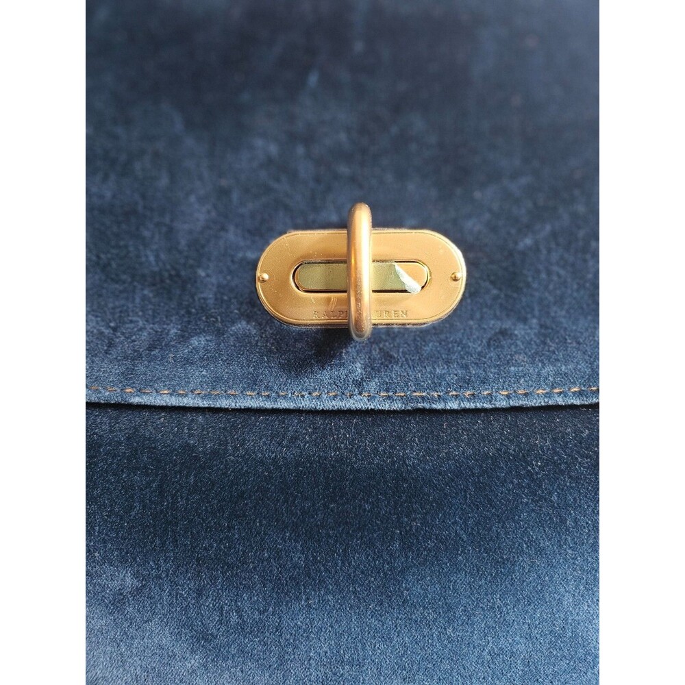 Ralph Lauren Tiffin 33 Velvet Top-Handle Bag, Prussian Blue, NWT - Picture 4 of 16